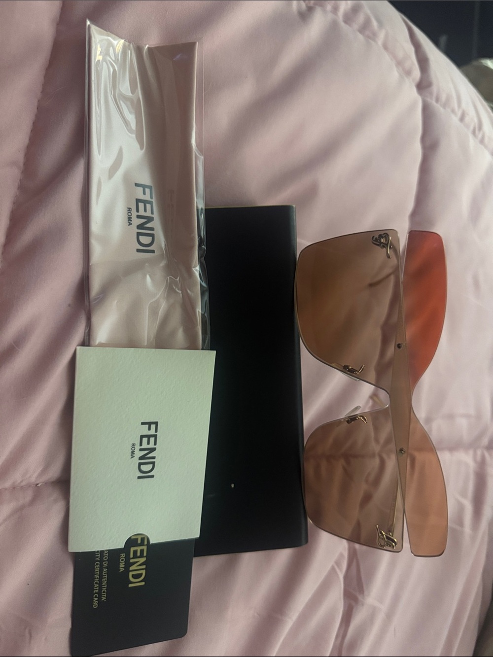 Fendi Rimless Shield Sunglasses - Pink/Brown Gradient Lenses